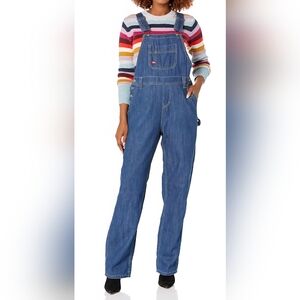 Dickies Denim Bib Overall Medium Wash Straight Leg 90s Y2K Grunge Size Small